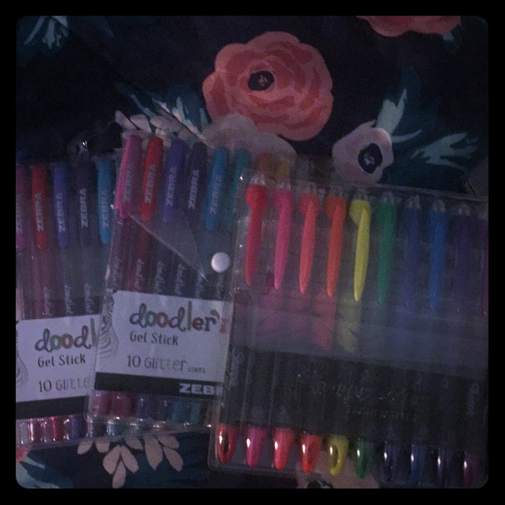 Exspensive gel pens and happy planner pen case